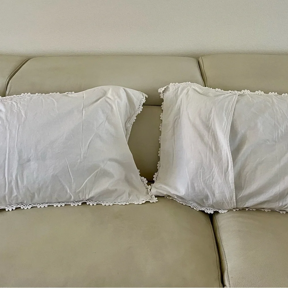 White Crochet Throw Pillows 20/34 inches